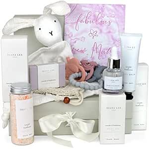 Jasmyn & Greene New Mom Gifts Basket - 9 Luxury Baby Shower Gifts for New Mom to Be. Pregnant Mom Spa Kit Care Package. New Baby Gift Set with Spa Gifts for Women and Newborn Baby Essentials.