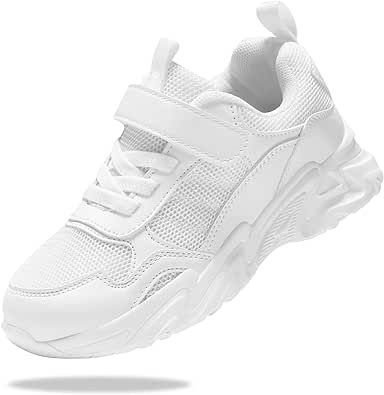 SOPMDH Unisex-Child White Tennis Shoes Breathable Sneakers for Boys Girls Lightweight Running Shoes Kids Toddler/Little Kid/Big Kid Gym Shoes