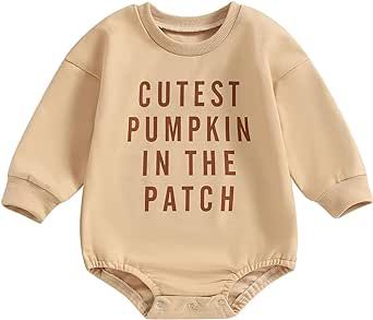 Adobabirl Baby Halloween Outfit Girl Boy Pumpkin Ghost Sweatshirt Romper Oversized Sweater Onesie Cute Fall Winter Clothes