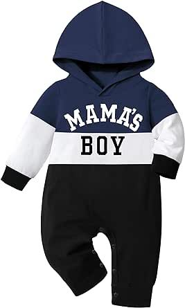 Baby Boy Clothes, Baby Clothes Letter Printed Long Sleeve Hooded Romper for Baby Boy