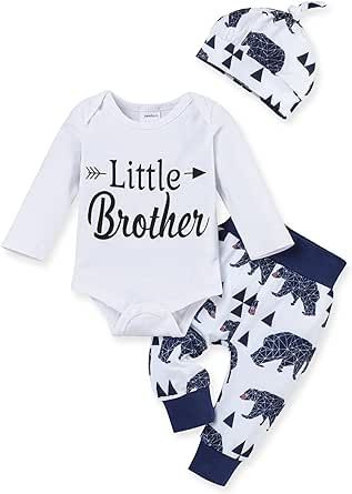 Okgirl Newborn Boy Clothes Baby Boy Outfit Animal Patterns Long Sleeve Romper Pant Hat 3PC Set Kids Boy Fall Winter Clothes