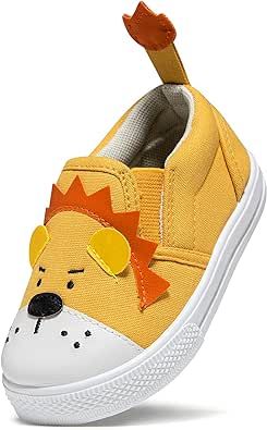 HLMBB Toddler Shoes Unisex Cartoon for Baby Boys Girls Shoes Cute Animal Hard Bottom Canvas Sole Kids Running Walking Sneakers