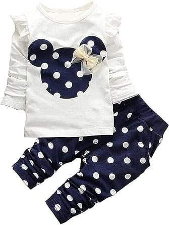 WHBFRG Baby Girl Clothes, 3 Pieces Long Sleeved Cute Toddler Infant Outfits Kids Tops and Pants Set