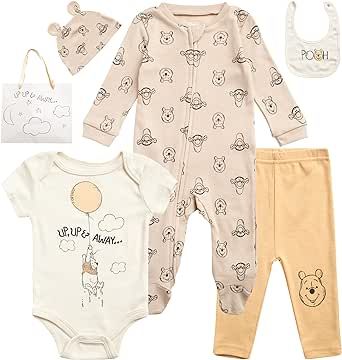 Disney Newborn Baby Boys and Girls Layette Set - 7 Piece Winnie the Pooh, Minnie Mouse, Mickey Mouse Gift Set: Infants, 0-6M