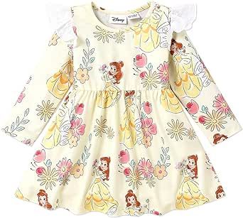 Disney Princess Baby Girl Dress Floral Character Print Ruffled Long Sleeve Dress