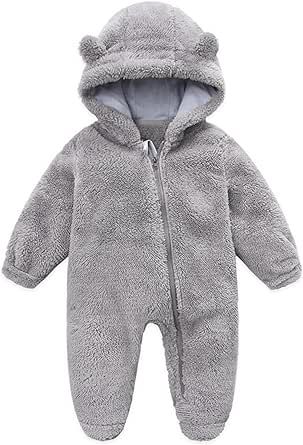 Lamgool Baby Girls Boys Footies Romper Hooded Unisex Fleece Jumpsuit Newborn Onesie Outwear Outfits for Winter 0-12M