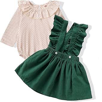 Newborn Baby Girl Clothes Toddler Long Sleeve Ruffle Romper Top Infant Skirt Set Little Girl Overall Dress