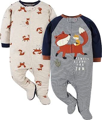 Gerber Baby Boys' 2-Pack Footed Pajamas